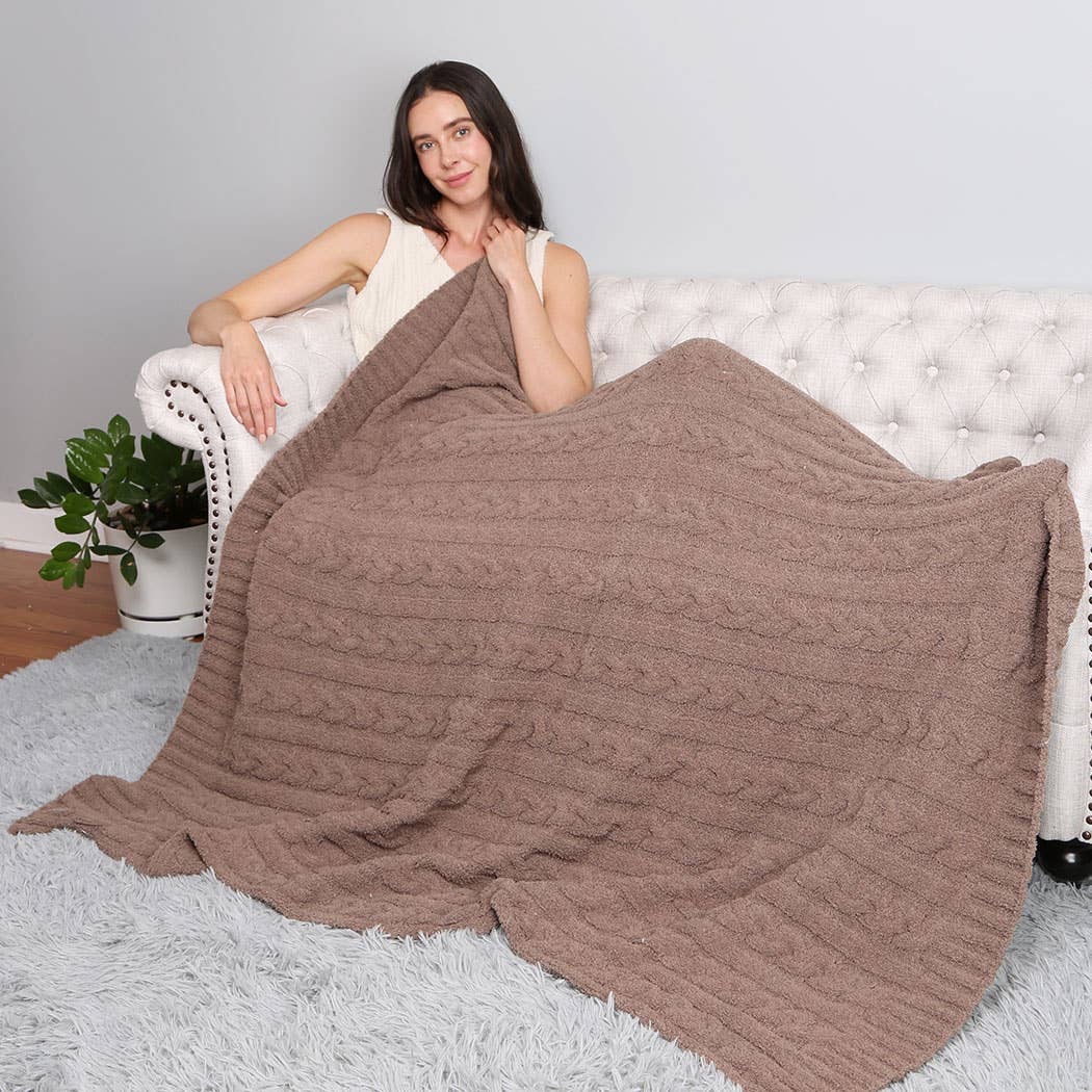 Braided Cable Knit Luxury Soft Throw Blanket - HER Home Design Boutique